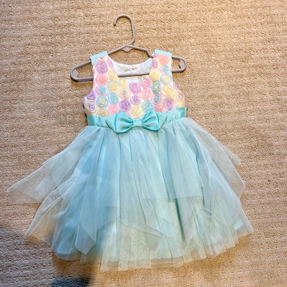 Communion Party or Easter Spring Size 2T Sleeveless Tool Mesh Dress - Picture 3 of 9